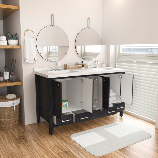 Lark Manor Analis 59'' Double Bathroom Vanity with Engineered Marble